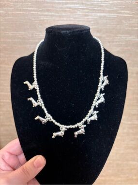 New fun Silver Dachshund Charm Bead Necklace - Women's Silver Pendant Necklace
